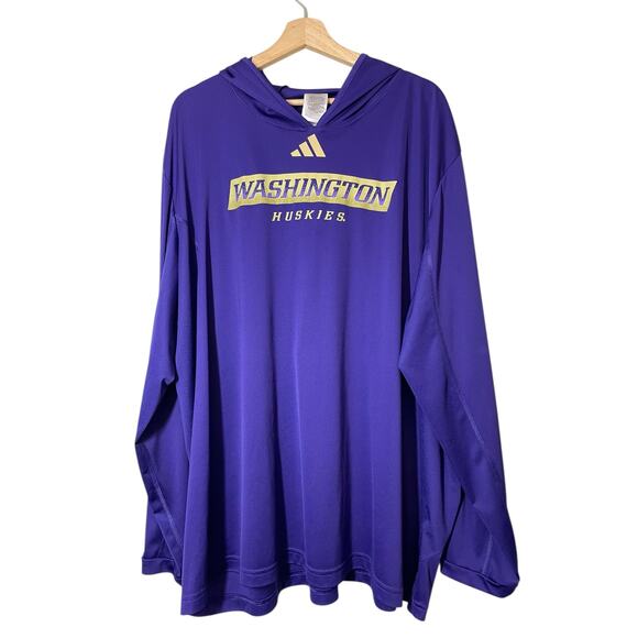 UW University of Washington Huskies adidas Shirt Long Sleeve Hooded 3XL Mens - Picture 1 of 3